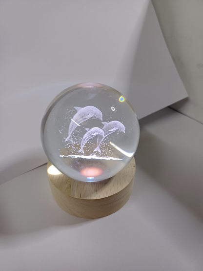 Lampara Bola 3D delfín- castillo - rueda
